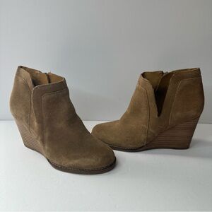 NEW Lucky Brand Ankle Boots Womens Sz 6.5 M Brittle Brown Lezzlee Leather Upper